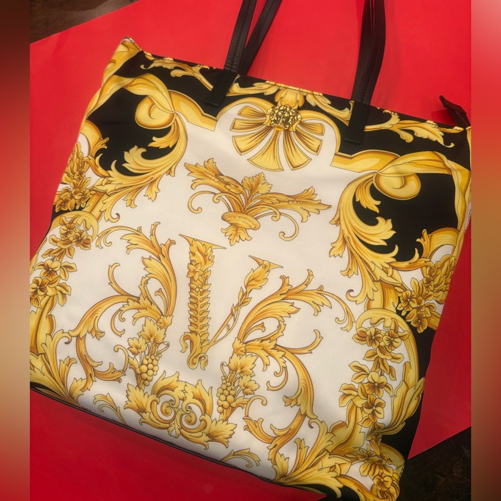 Authentic VERSACE tote with gold and black design
